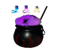 Lighted Cauldron, Halloween Table Decor, Candy Container with Bubble Effect