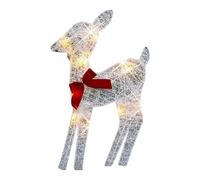Lighted Christmas Decoration Deer - Outdoor Iron Moose with Bell Bow Holiday | Light Up Christmas Decor Reindeer Family Set, Lawn Decoration, Deer Yard Lights Decor for Patio Garden Parties