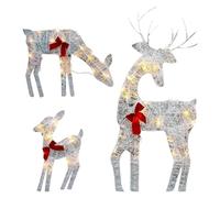 Lighted Christmas Decoration Deer - Outdoor Iron Moose with Bell Bow Holiday | Light Up Christmas Decor Reindeer Family Set, Lawn Decoration, Deer Yard Lights Decor for Patio Garden Parties
