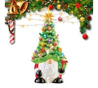 Lighted Christmas GNOME Tree, 8 inch Faceless Old Man Ceramic Xmas Decor with Multicolor Lights, Pre-Lit Mini Holiday Tabletop Decor for Home, Office, Fireplace