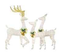 Lighted Christmas Reindeer, Christmas Ornaments, Light-Up Deer Set, Holiday Light Display, 3-Piece 2D Outdoor Acrylic Christmas Reindeer with Lights, Holiday Decor for Outdoor Holiday Display