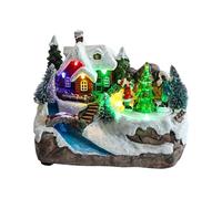 Lighted Christmas Village Houses Christmas Village With Colorful Lights Music Lightweight Christmas House Decorative Christmas Houses Christmas House Decor Stylo Gadget (B, One Size)