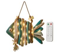 Lighted Coastal Fish - Iron Nautical Wall Decor | LED Pendant | Remote