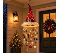 Lighted Santa Hat Hanging Chandelier,glowing Santa Hat Chandelier，A | Lustre Suspendu en Forme de Bonnet de Père Noël Lumineux,Hanging Santa Hat Chandelier Led Lights Christmas