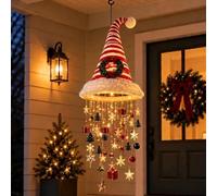 Lighted Santa Hat Hanging Chandelier,glowing Santa Hat Chandelier，B | Lustre Suspendu en Forme de Bonnet de Père Noël Lumineux,Hanging Santa Hat Chandelier Led Lights Christmas