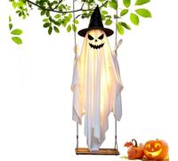 Lighted Swing Ghost Decoration | Battery Powered Halloween Decor | Outdoor | Suitable For Yards, Lawns, Gardens, Patios, Balconies, Entrances, Trees, Cemeteries, And Farmhouse Décor.