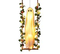 Lighted Swinging Ghost, 120cm Hanging Halloween Decor With Spooky Glow | Large Ghost Figure With Eerie Lighting And Swinging Motion Creates Spooky Holiday Atmosphere With Porches Patios Yards Garden
