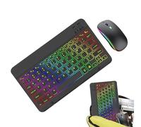 Lighted Wireless Keyboard and Mouse Set - 2 Light Modes, 7 Color Backlit Keyboard, Portable Computer Accessories for School, Office, Tablets, Laptops, Cell Phones, Home Use