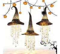 Lighted Witch Hat Hanging Chime, Glowing Gothic Wind Chime (1pc)