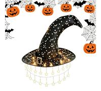 Lighted Witch Hat Hanging Chime, Lighted Witch Hat Hanging Star Chime Halloween LED Decor, Waterproof, Gothic Wind Chimes Delivers Warm Glow for Porches, Windows, Halloween Parties & Entryway，1pc-c