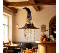 Lighted Witch Hat Hanging Chime, Seasonal Glow Display | Décor De Vent D'halloween À LED Avec Lumière Brillante, Décor D'halloween Suspendu, Cloches De Sorcière Faciles À Suspendre