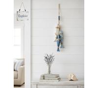Lighted Wooden Fish & Starfish Wall Decor Beachy Mediterranean Nautical Wall Hanging Decor with Warm LED Wooden Coastal Beach Style Rope Ornament for Bathroom Porch & Beach House