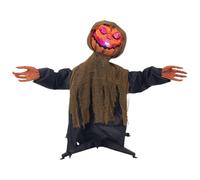 Lighted Yard Statue - Swinging Pumpkin Ghost, Sound Activated Prop Unit | Battery Powered Sensor Movement Design | Porch Lawn Path Outdoor Festival Event, Glowing Spooky Sound FX Holiday Decorations