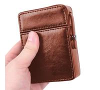 Lighter Holder Box - PU Leather Stainless Steel Retro Box | Lightweight Portable Lighter Pack | 7.5x10.5cm Storage Case with Pocket for 20 Lighters, Mens for Boys Males Husband Men