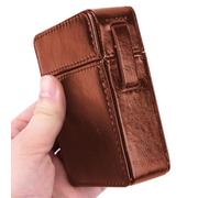 Lighter Storage Box - PU Leather 7.5x10.5x3.5cm Retro Stainless Steel Case | Pack Lighter Portable with Pocket | Men's Gift For Boys Husband Males | Available In Black and Brown