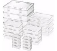 Lighterday 24 Boîte en plastique rectangulaire avec mini-couvercle mini boîte de rangement transparent avec un couvercle à charnière en tailles mélangées,petits objets et autres projets d'artisanat