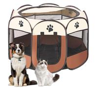 Lighterday Cage de Chiens Portable,Cagede Chien Pliant Cat Stand,Cage deChien en Tissu Oxford ImperméableCage de chatCage,Chien,Lapin(Café,S,8