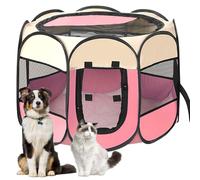 Lighterday Cage de Chiens Portable,Cagede Chien Pliant Cat Stand,Cage deChien en Tissu Oxford ImperméableCage de chatCage,Chien,Lapin(Rose,S,8)