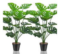 Lighterday Ensemble de 2 Plantes Artificielles - Plantes Décoratives d'Intérieur - Grandes Plantes Faux Artificielles - Palmier Artificiel en Plastique Grand pour Bureau Maison Décoration Intérieure