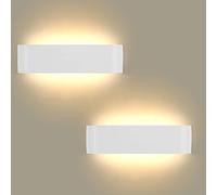 Lightess 2 Pezzi Applique da Parete Interno LED 16W 30cm IP44 Bianco Caldo