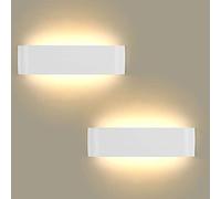 Lightess 2 Pezzi Applique da Parete Interno LED 16W 30cm IP44 | Lampada a Muro Luce Interni Moderna Bianco Caldo 1600Lm 3000K, Alu+Acryl, per Camera Letto Scale Corridoio Bagno