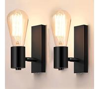 Lightess 2PCS Applique Murale Intérieur industrielle Spot Mural Design Rétro Luminaire Orientation Réglable Métal Eclairage Mural Vintage pour Restaurant Cuisine Couloir Café Enfant E27 (sans ampoule)