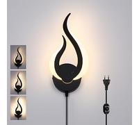 Lightess Applique da Parete Interno Dimmabile 10W con Spina EU Bianco Caldo | Lampada Moderno Luminosità 0-100% regolabile, 1000Lm 3000K, Alu+Acryl, per Soggiorno Camera Letto Corridoio Scala