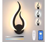 Lightess Applique Murale Intérieur 2.4G Télécommande LED 10W Dimmable 3 Température de Couleur Lampe Murale Moderne Éclairage Tricolore Veilleuse pour Chambre Enfant Bureau Couloir (Noir) (Gauche)