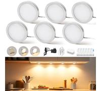 Lightess Dimmable Lampe de Placard led 6er Éclairage Sous Meuble EU Fil Prise Sous les Lumière Armoire Applique Murale pour Cabinet Penderie Cuisine Entrée Vtrine Couloir Toilette - Blanc Chaud