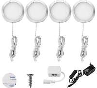 Lightess Lampe de Placard led 4er Éclairage Sous Meuble Autocollante Lumière Armoire Applique Murale pour Cabinet Penderie Cuisine Entrée Vitrine Couloir Cave Bar Évier Blanc Neutre