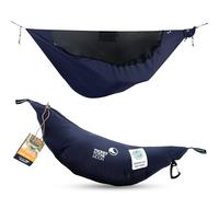 Lightest Pro Hamac ultra léger (590 g), compact (325 cm x 140 cm) avec moustiquaire et Ridgeline intégrée - Longueur variable (jusqu'à 3,1 m), système de rangement (bleu marine)