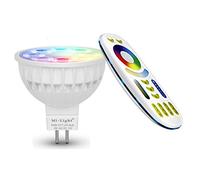Lighteu, 1 x Ampoule LED Multicolore RVBCCT/RGBCCT, WiFi, 4W/GU5.3, Milight original® possible de contrôler par Télécommande sans fil 2.4GHz RF, Android ou iPhone (1 x 4W/GU5.3 + Télécommand)