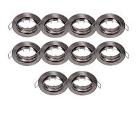 LIGHTEU, 10x Aluminium Cadre de projecteur encastré, GU10, raccord MR16 (GU5.3), Fonction d'inclinaison, Raccord de plafonnier, Support (support) non inclus, Fini nickel