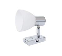 lighteu, 12V 3W D1 USB, projecteur de Plafond/Mur Finition chromée, Lampe de Lecture pivotante et pivotante avec Interrupteur Tactile, lumière Blanche/Bleue Chaude et réglable pour Yacht, Caravane