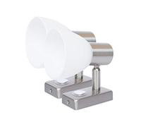 lighteu, 2X 12V 3W D1 Plafond/Applique Murale, Finition Nickel, Lampe de Lecture tournante et pivotante avec Interrupteur Tactile Gradable lumière Blanche/Bleue Chaude pour Yacht, Caravane