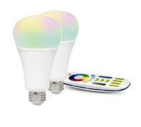 lighteu®, 2x 12W E27 Milight MiboxerWiFi E27 12W 2.4G RF avec télécommande RGBCCT Ampoule LED avec télécommande 4 zones 2x FUT105+FUT092