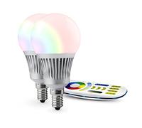 lighteu®, 2x 5W E14 Milight MiboxerWiFi E14 5W 2.4G RF avec télécommande Ampoule LED RGBCCT avec télécommande 4 zones