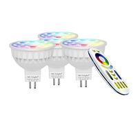 Lighteu, 4 x Ampoule LED Multicolore RVB/RGB plus blanc chaud, WiFi, 4W/GU5.3, Milight original®, intensité variable, possible de contrôler par Télécommande sans fil 2.4GHz RF, Android ou iPhone (4 x 4W/GU5.3 + Télécommande) [Classe énergétique A+]