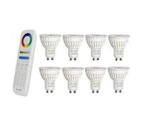 LIGHTEU®, 8x 4W Spot LED GU10 RVB + CCT Changement de couleur et CCT WW CW Température ajustable, ampoule originale Mi-light, avec télécommande 8 zones (8x FUT103 + FUT089)