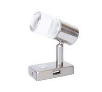 lighteu, A2 USB 12V 3W, projecteur de Plafond/Mur Finition nickelée, Lampe de Lecture pivotante et pivotante avec Interrupteur Tactile, lumière Blanche/Bleue Chaude, réglable pour Yacht, Caravane