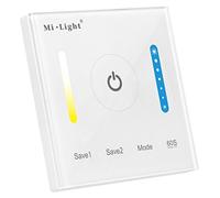 LIGHTEU, Contrôleur Smart Panel P2, Milight Original®, Contrôleur de l’écran tactile, blanc en verre, DC12V 24V, Luminosité, Régulateur de température et de couleur pour les bandes de LED