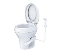 LIGHTEU, Seaflo SFRTPH-01-02 Toilettes de caravane et camping-car avec douchette à main, WC sur pied avec chasse au pied, siège à fermeture douce, hauteur d'assise confortable et spray de nettoyage