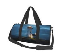 Lighthouse at night - Sac de voyage rond pliable pour le week-end, le week-end, le sport, la gym, noir, taille unique, Noir , Taille unique