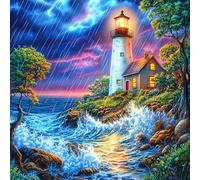 Lighthouse Chalet with Stormy Sky 100 Pieces Casse-tête Créatif en Carton Épais Difficulté Moyenne Activité Manuelle Loisir Créatif Cadeau Créatif Événement Festif Premium 28x28cm