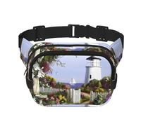 Lighthouse Diamond Painting Unisexe Taille réglable Carré Double Couche Sac de taille pour activités de plein air Voyages Course Randonnée, Noir , Taille unique