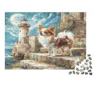 Lighthouse Dog 1000 Piece Jigsaw Puzzle for Adults Paper Leisure Focus Family Puzzle Game Gift 52x38cm/1000pcs