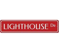 Lighthouse Dr Sign Custom Beach Ocean Lover Decor Metal Street Plaque