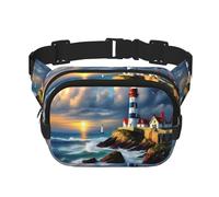 Lighthouse Grand sac banane tendance avec impression peinture diamant pour femme, noir, One Size