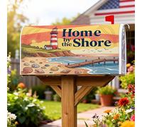 Lighthouse Housses de boîte aux lettres magnétiques pour décorations extérieures Motif océan vintage plage Bleu 53,3 x 64,9 cm