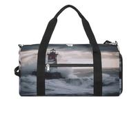 Lighthouse in Storm Sac de sport pour femme et homme avec compartiment à chaussures étanche Sac de voyage Sac de sport pour salle de sport Yoga, Phare dans la tempête, Taille unique